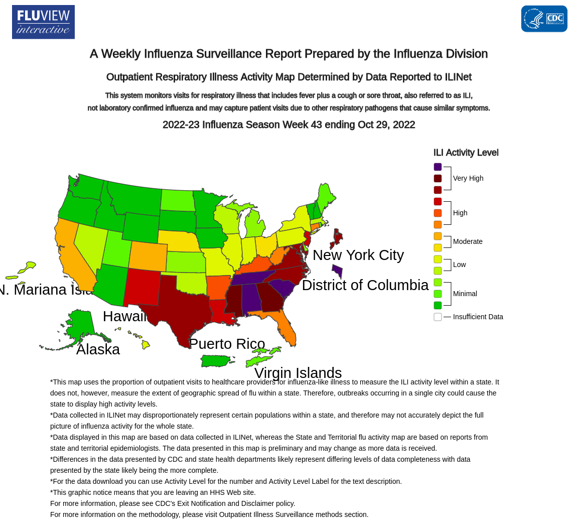 Influenzaaktivität zu Anfang November 2022 in den USA